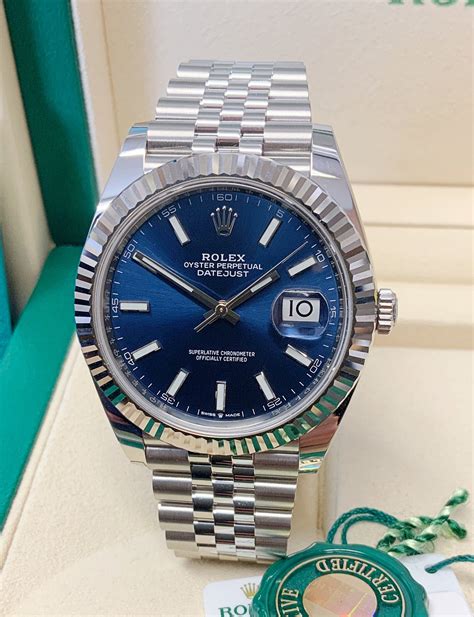 aged blue rolex dial|rolex 41mm datejust blue dial.